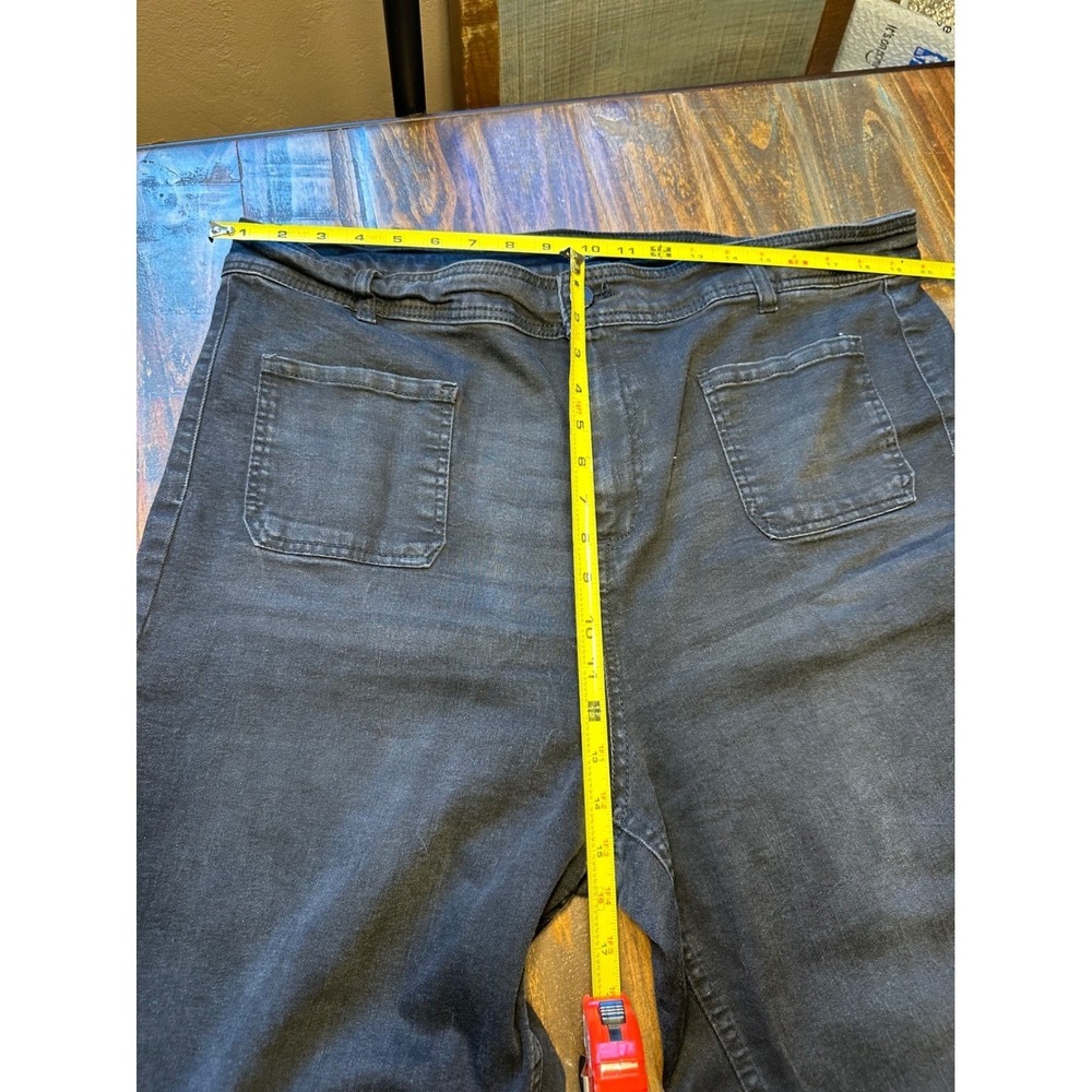 Wide‎ Leg Jeans Pants Faded Black Raw Hem Patch Pocket OAT New York Women's 18W - Picture 3 of 8